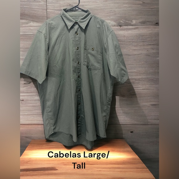 Cabela's Other - CABELAS, LARGE/TALL, GREEN, SHORT SLEEVE, BUTTON UP.
